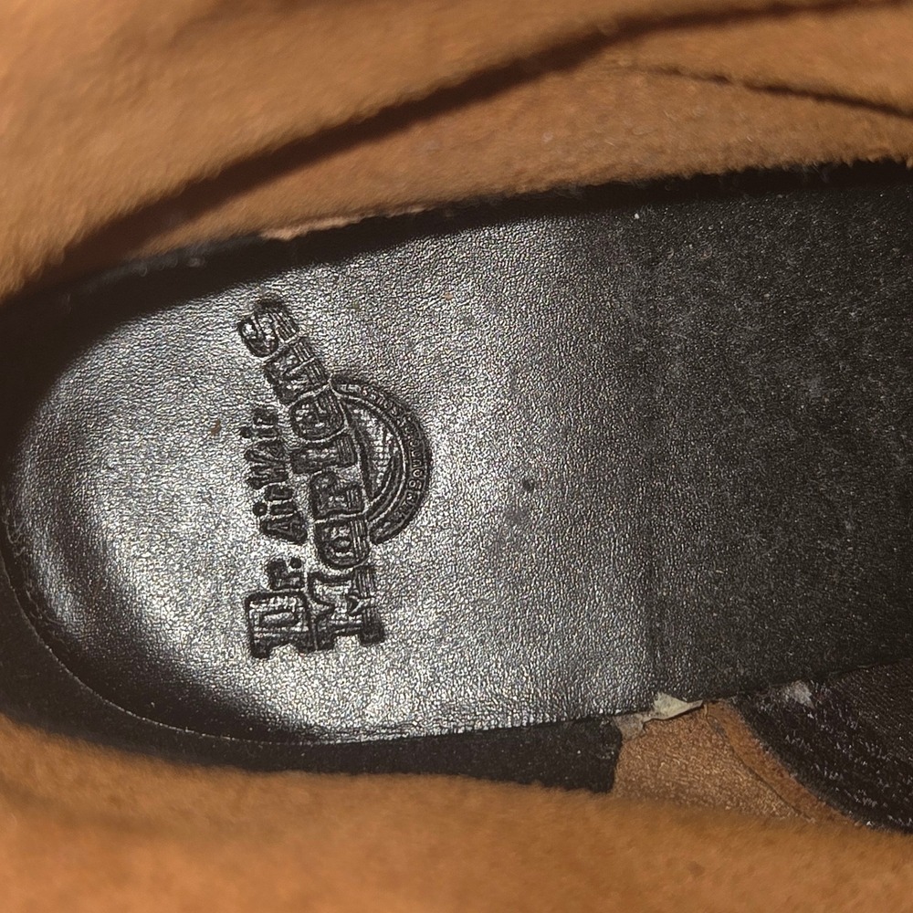 Dr. Martens Black Platform Lace-Up Heeled Boots with Yellow Stitching - Picture 10 of 11